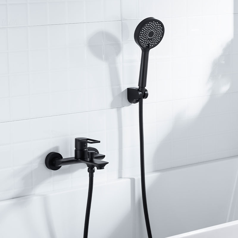 Bathroom Appliances Chrome/Black Thermostatic Bathtub Faucet Set with Honeycomb Bubble Nozzle