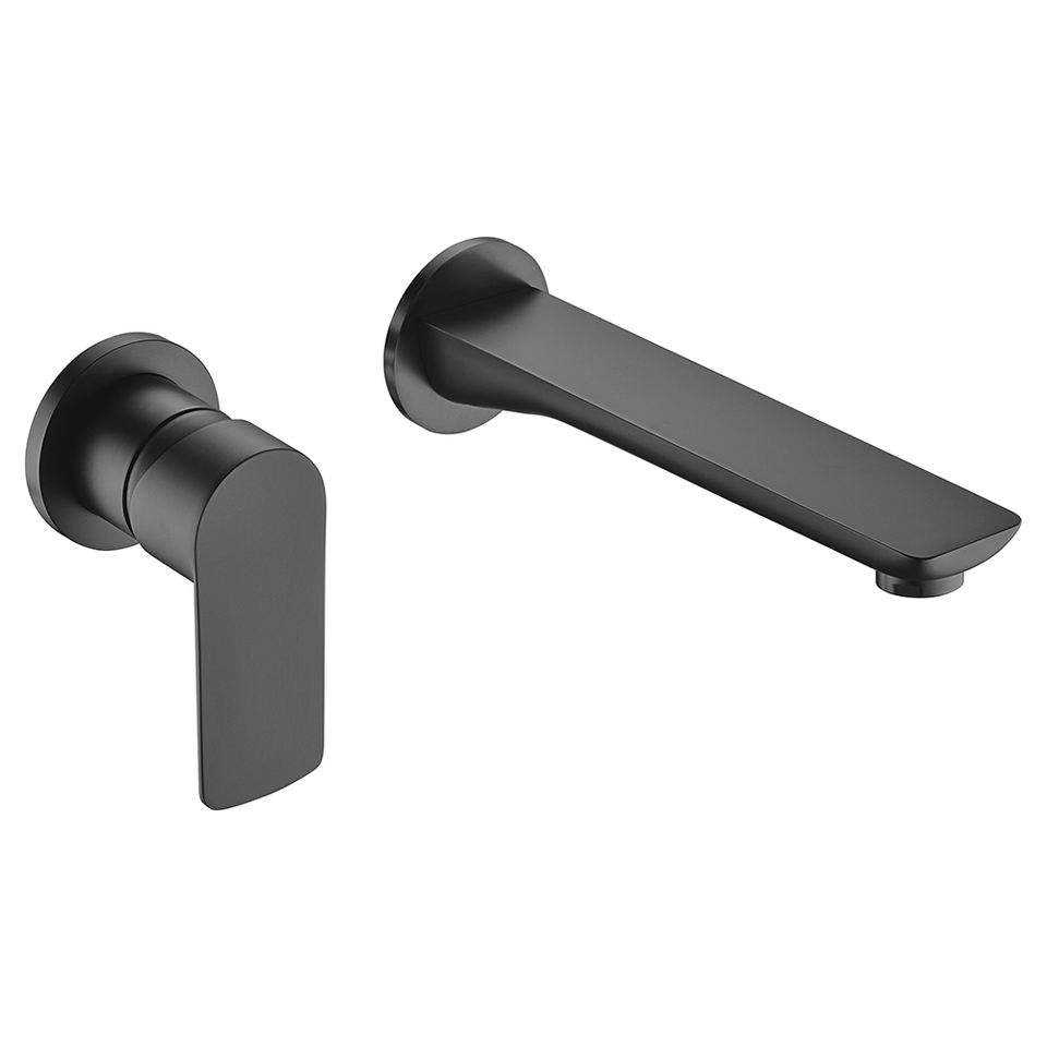 Matt Black Hot and Cold Water Supply Wall Mounted Solid Brass Bathroom Faucets