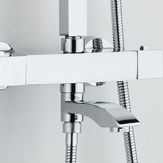 Bathroom Square Faucet Thermostatic Control Brass Shower Head System