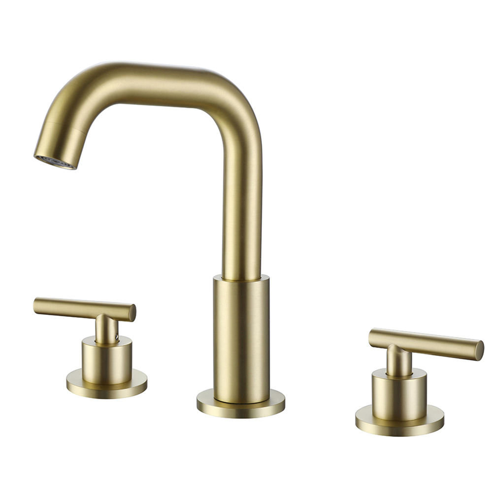 Kaiping Factory Brushed Gold Wash Hand Hot Cold Water Copper Basin Faucets Mixers Taps for Bathroom