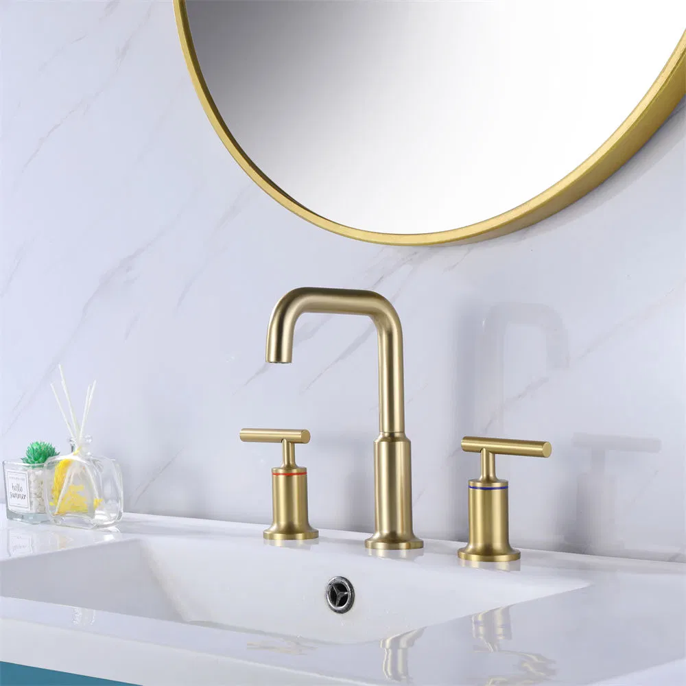 Elegant Brushed Gold Bathroom Faucet with Ceramic Cartridge