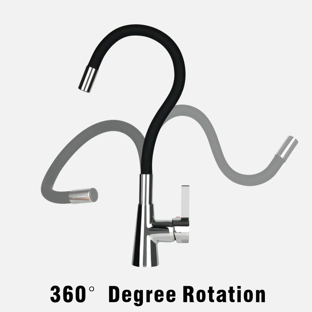 Sanipro Customized Color 360 Degree Rotation Hot and Cold Mixer Sink Taps Flexible Silicon Hose Pull out Brass Kitchen Faucet
