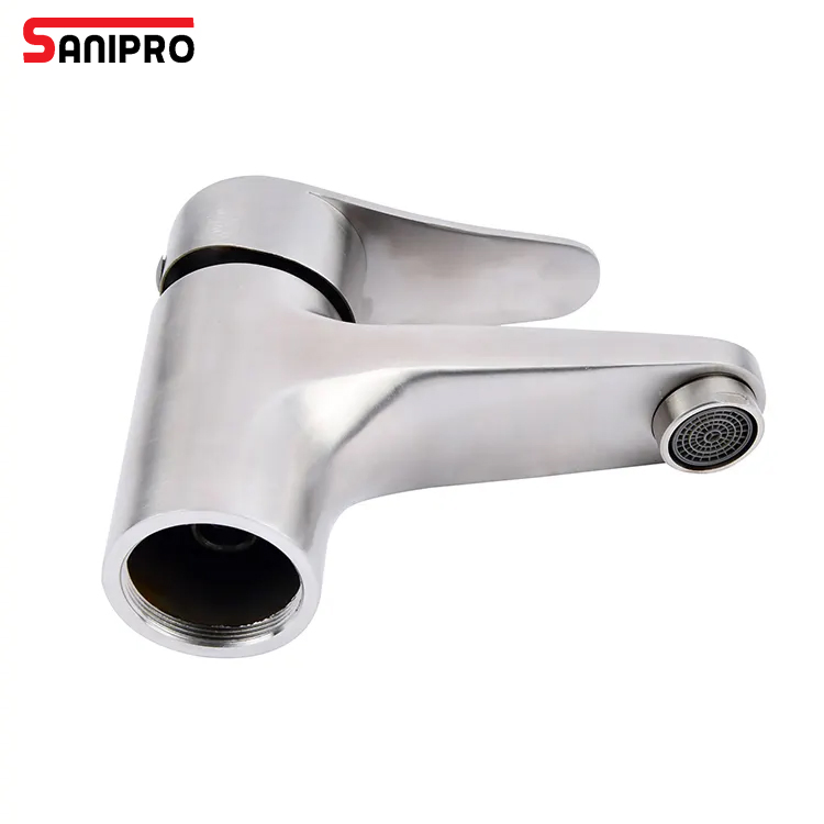Sanipro 304 Stainless Steel Single Handle Sink Faucet Bathroom Waterfall Taps Cold and Hot Basin Mixer Water Tap