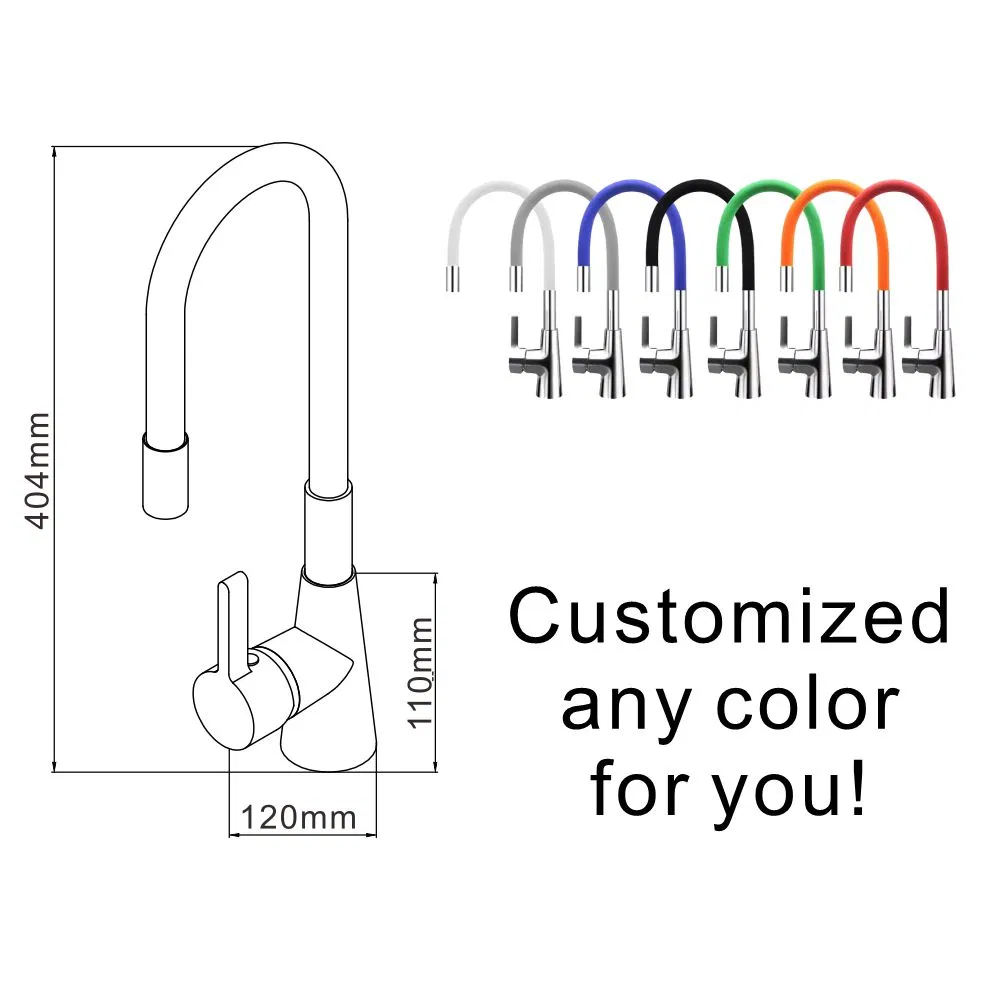 Sanipro Customized Color 360 Degree Rotation Hot and Cold Mixer Sink Taps Flexible Silicon Hose Pull out Brass Kitchen Faucet