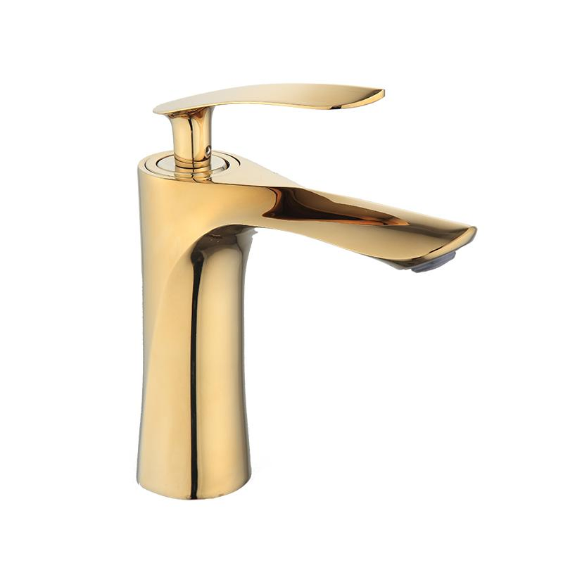 5 Year Warranty Luxury Style Gold Finish Brass Basin Faucet Cold and Hot Water Mixer Gold Finished Bathroom Faucets