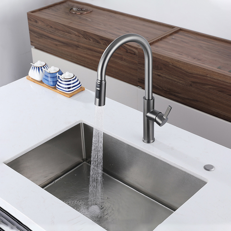 Custom Double Effluent Patterns Faucet Kitchen Hot and Cold Faucet 304 316 Stainless Steel Brushed Mirror Satin for Household/Commercial