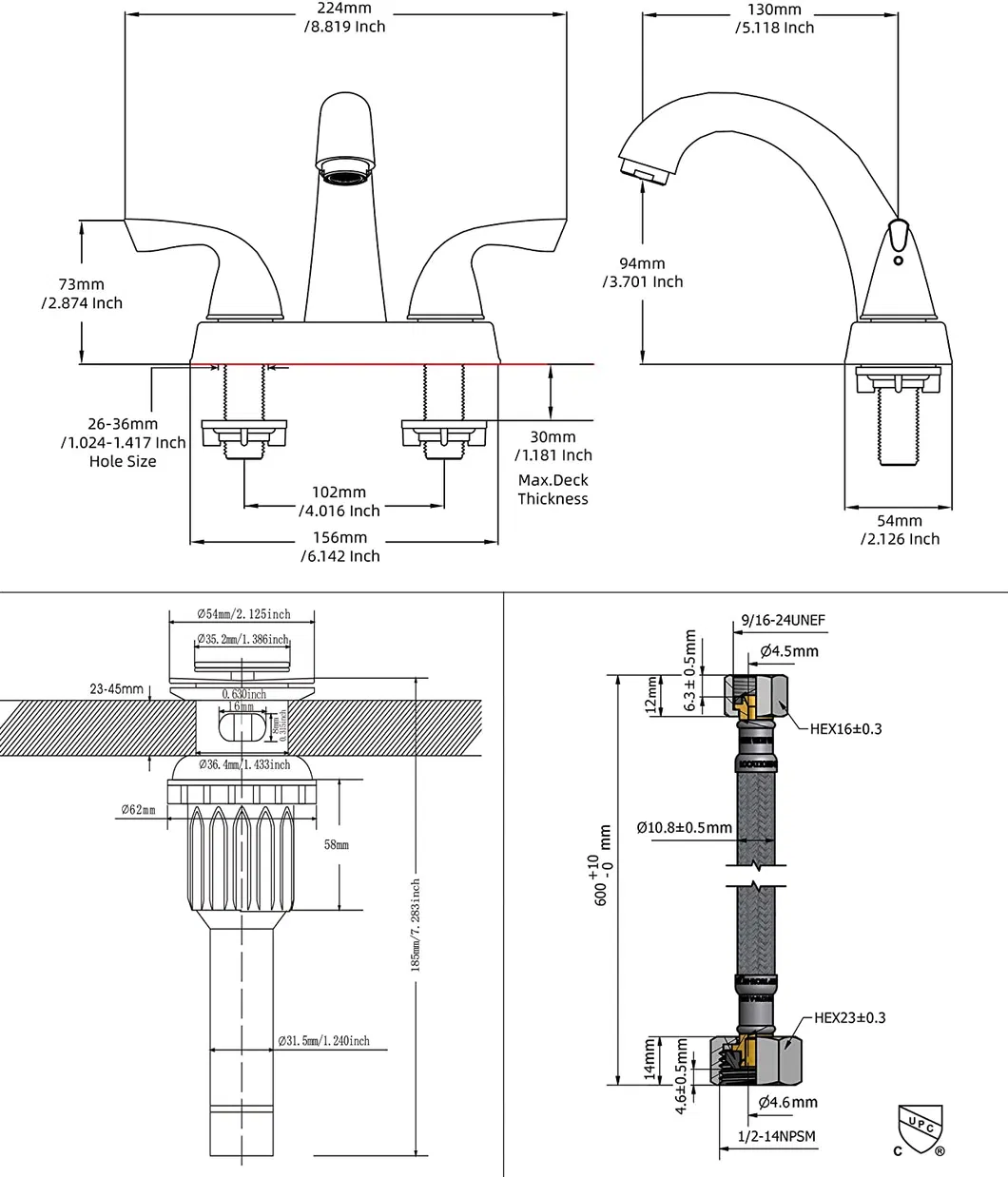 Faucet Dimensions