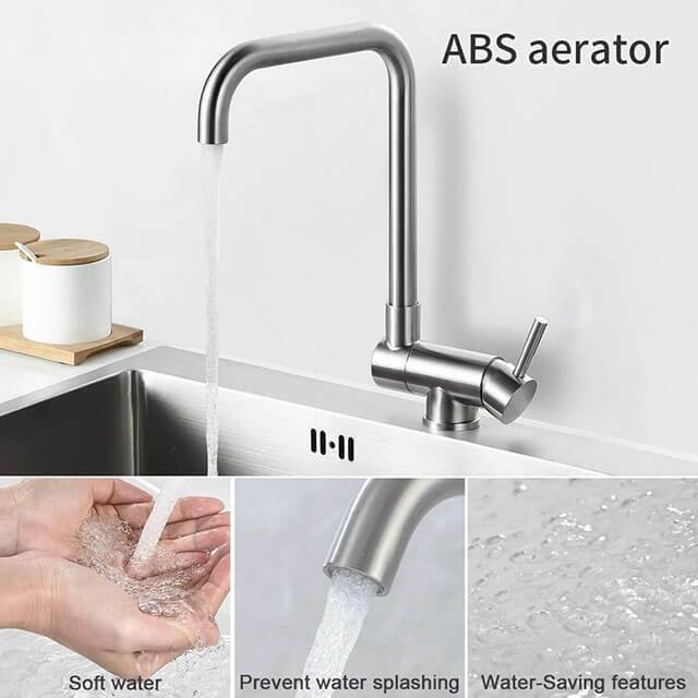 Landonbath Modern Chrome Finished Stainless Steel Brushed Deck Mounted Kitchen Faucet Mixer Tap for Sink