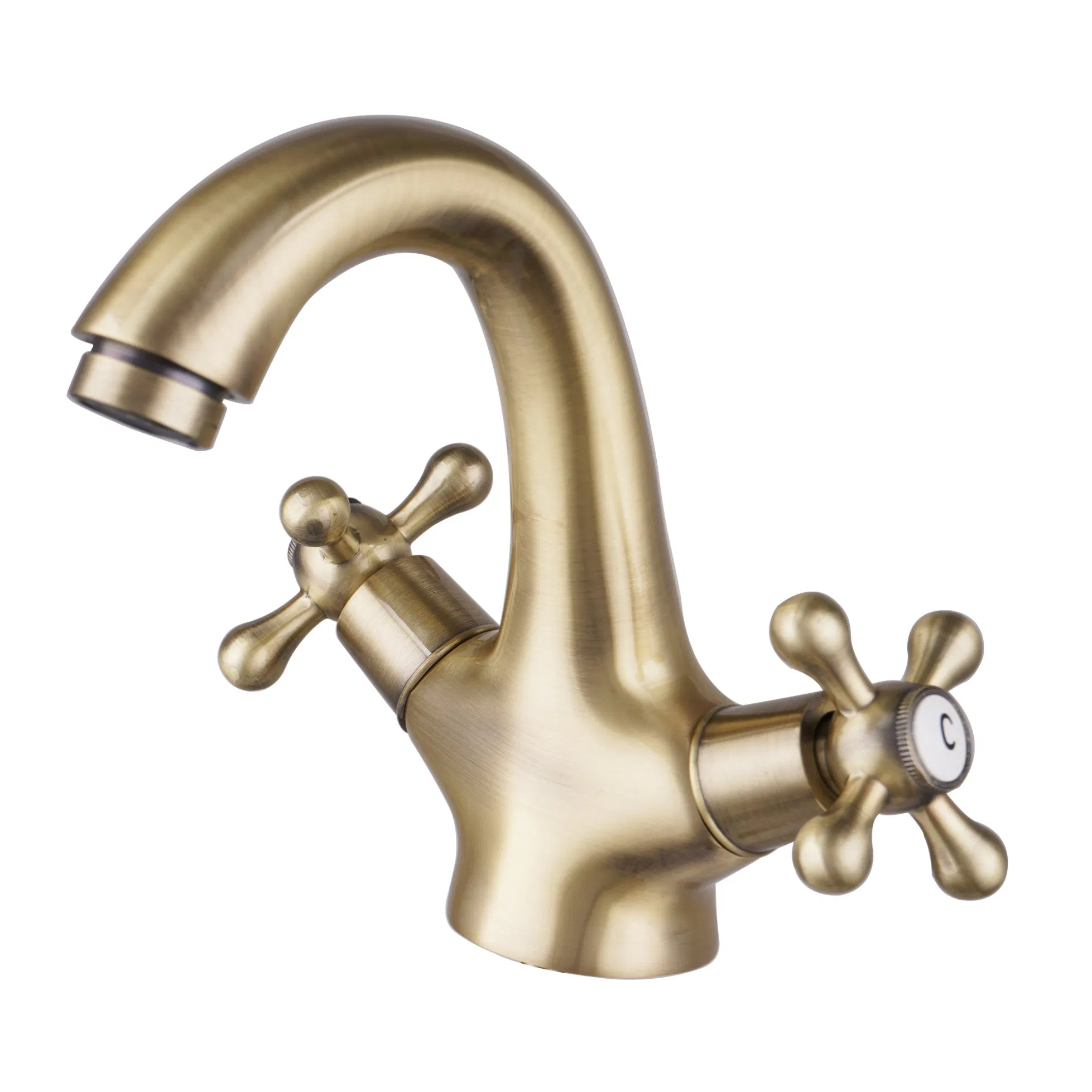 Oudinuo Chrome Brass Kitchen Faucet Double Lever Wall-Mounted Odn-82818