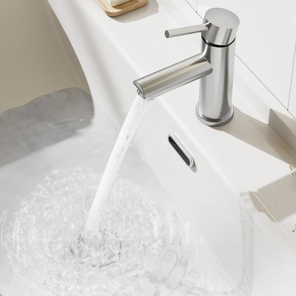 304 Stainless Steel Wash Basin Faucet Brushed Bathroom Sink Faucets Luxury Water Taps Modern Brass Vanity Wash Basin Mixers Tap Bathroom Sink Basin Faucet