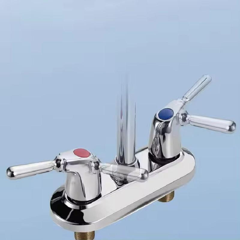 Chrome Two-Hole Deck Mounted Water Mixer Basin Faucet Sink Tap Bathroom
