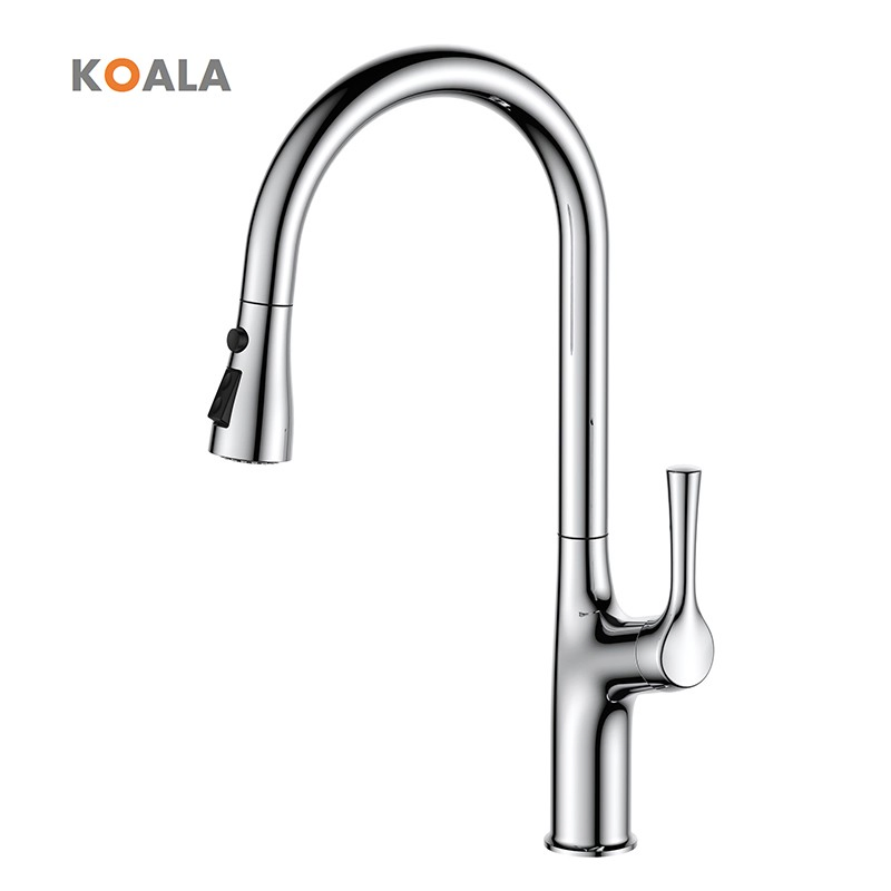 Modern Matte Black Pull Down Kitchen Faucet with Rotatable Spout