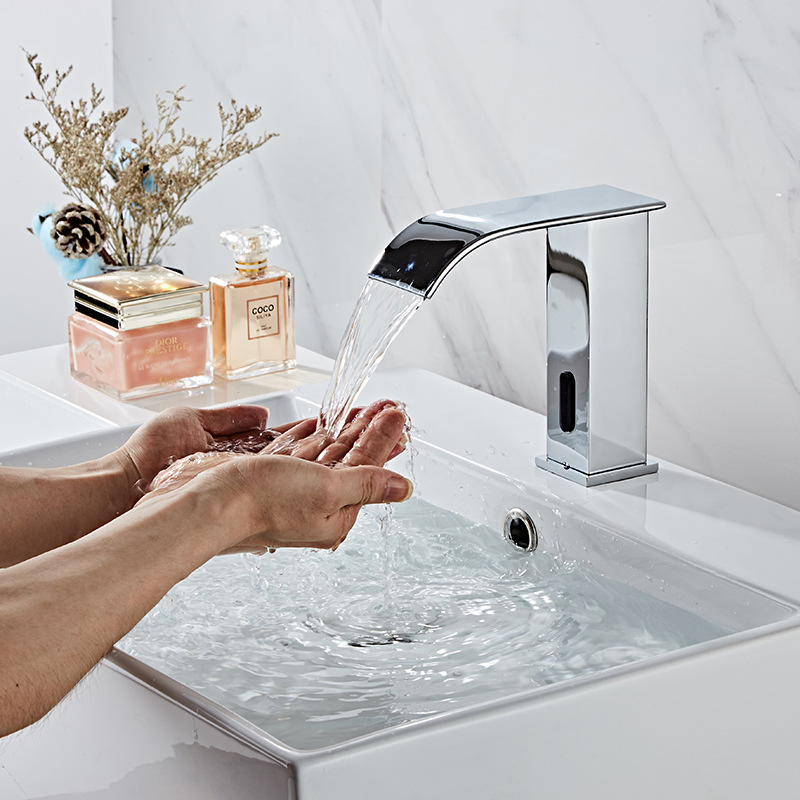 Wash Touchless Basin Mixers Brass Waterfall Faucet Infrared Automatic Sensor Basin Faucet