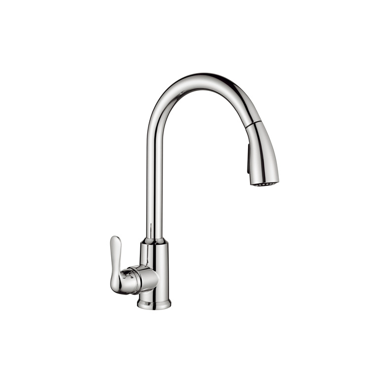Single Lever Water Tap Swivel Spout Brass Pull out Kitchen Faucet