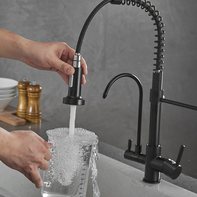 Commercial Stainless Steel Faucet Pull out Kitchen Water Mixer Taps Deck Mounted Kitchen Sink Faucet with Pre-Rinse Sprayer