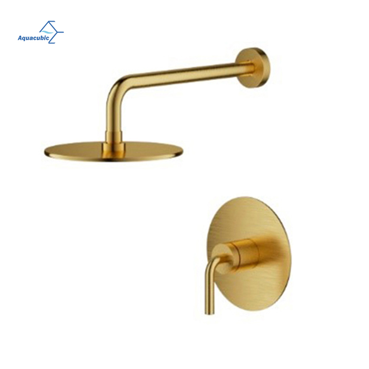 European Style Brushed Gold Finished Double Handles Faucet Brass Three Holes Basin Mixer Bathroom Taps