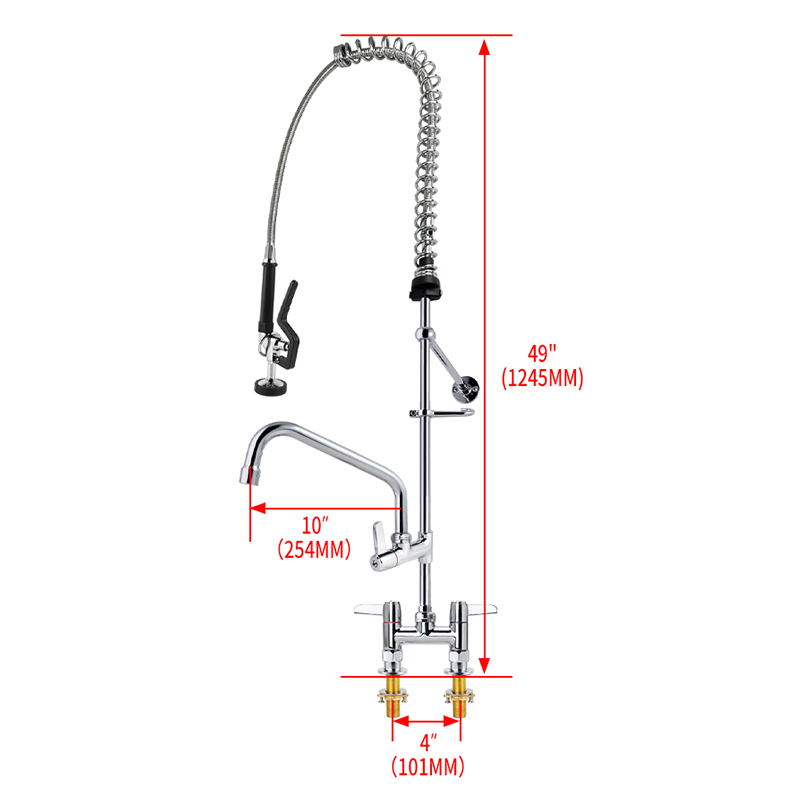 Premium Commercial Kitchen Pre Rinse Faucet with Multi-Function Spray Tap