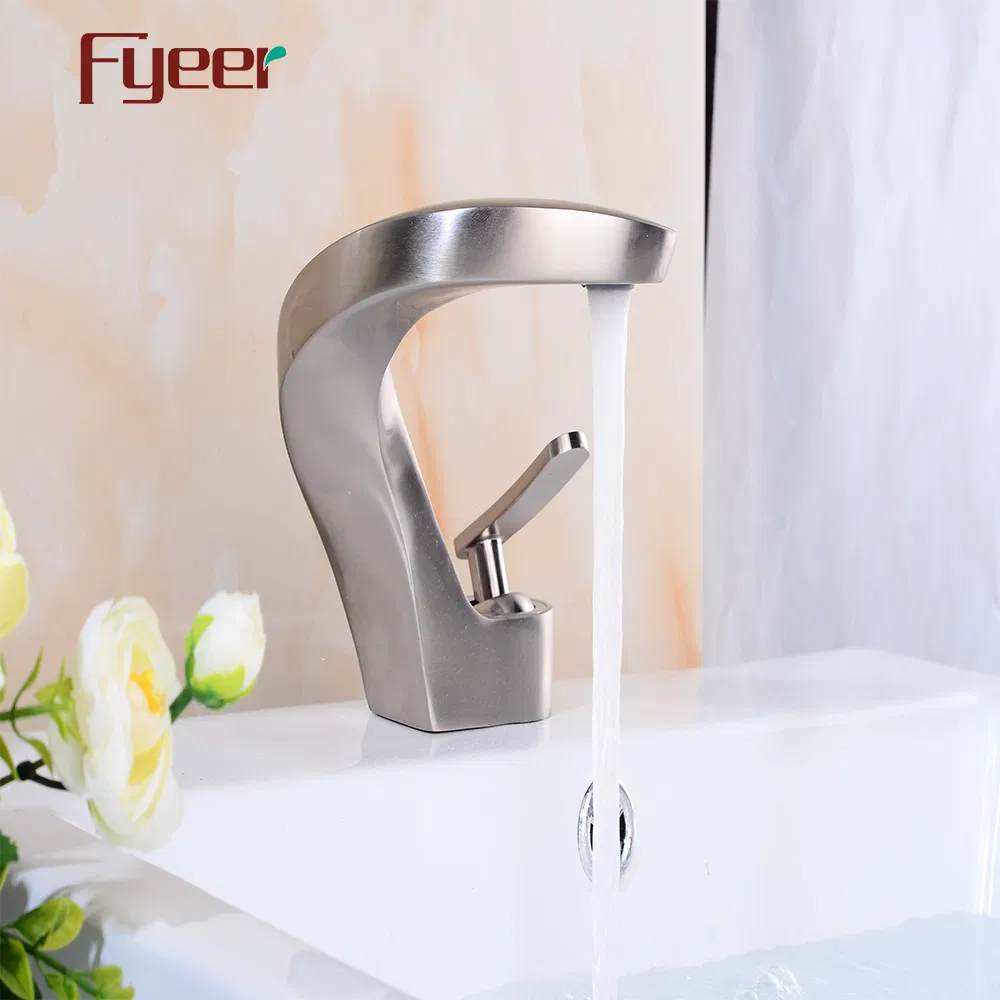 Fyeer Brushed Finish Shake Shaped Basin Mixer Tap