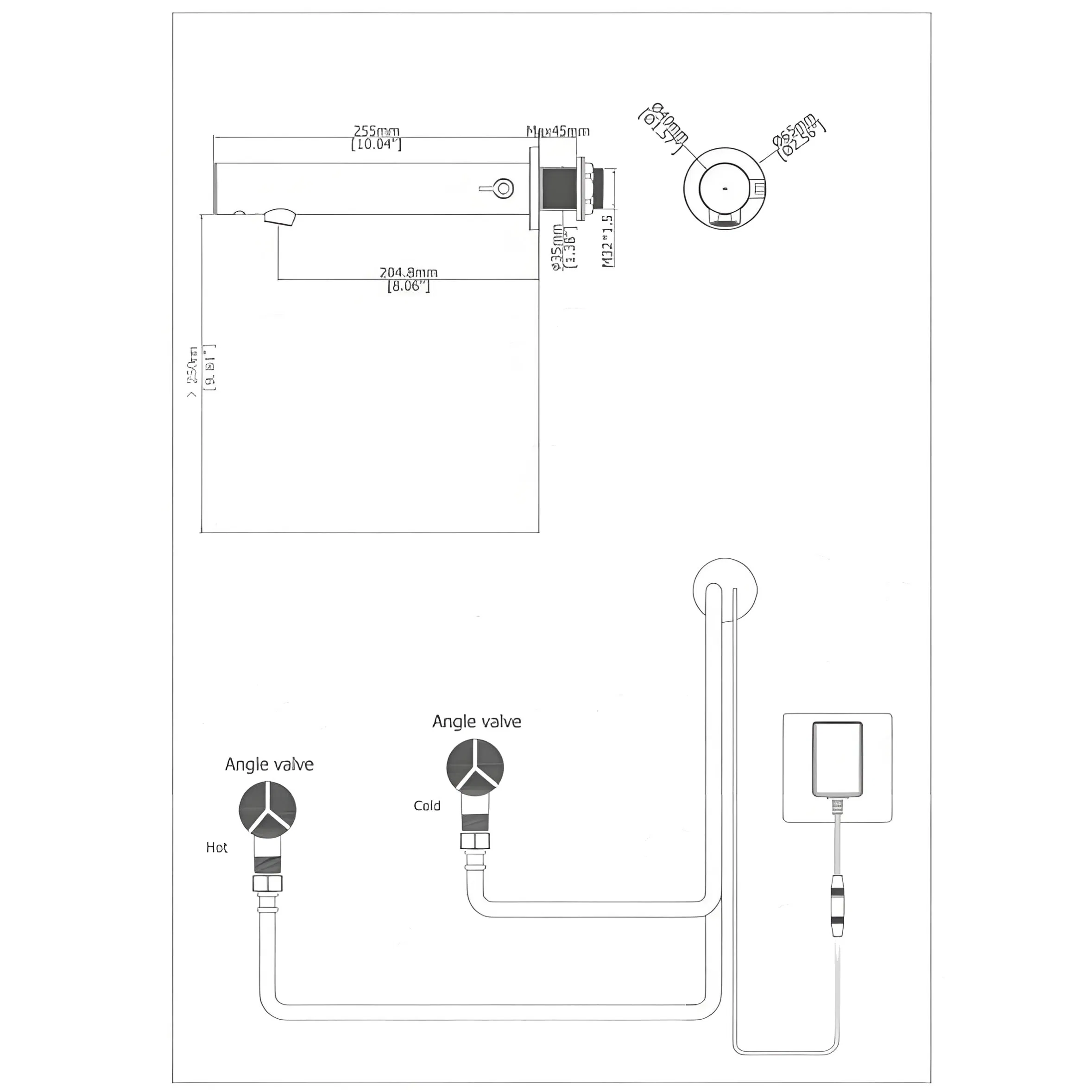 Single Handle DC Electronic Automatic Sensor Faucet Easy Installation Complete Mounting Accessories Included
