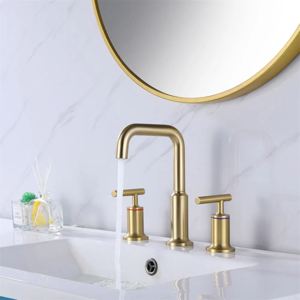 Elegant Brushed Gold Bathroom Faucet with Ceramic Cartridge