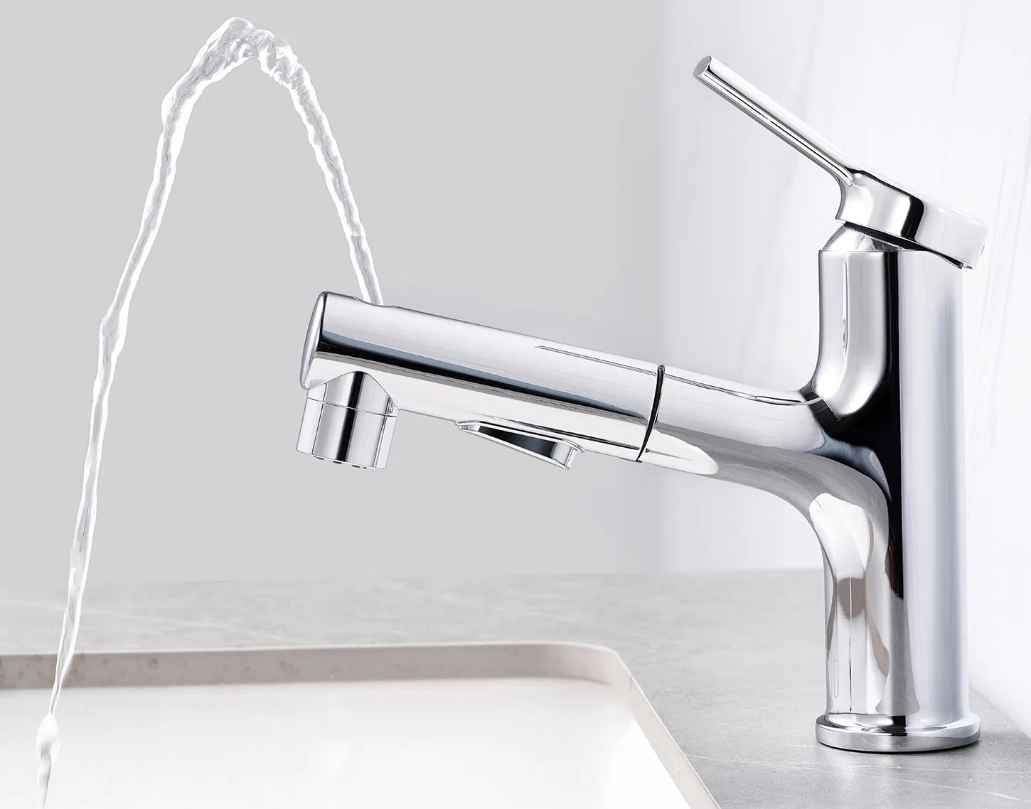 Matt Black Chrome Brass Single Lever Handle Swivel Hot Sale Bathroom Shower Bath Kitchen Wash Basin Sink Bathtub Water Mixer Faucet Tap with Pull out Pull Down