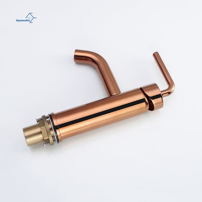 Factory Wholesale Rose Gold Finished Single Handle Basintap Brass Bathroom Faucets for Vessel Sinks