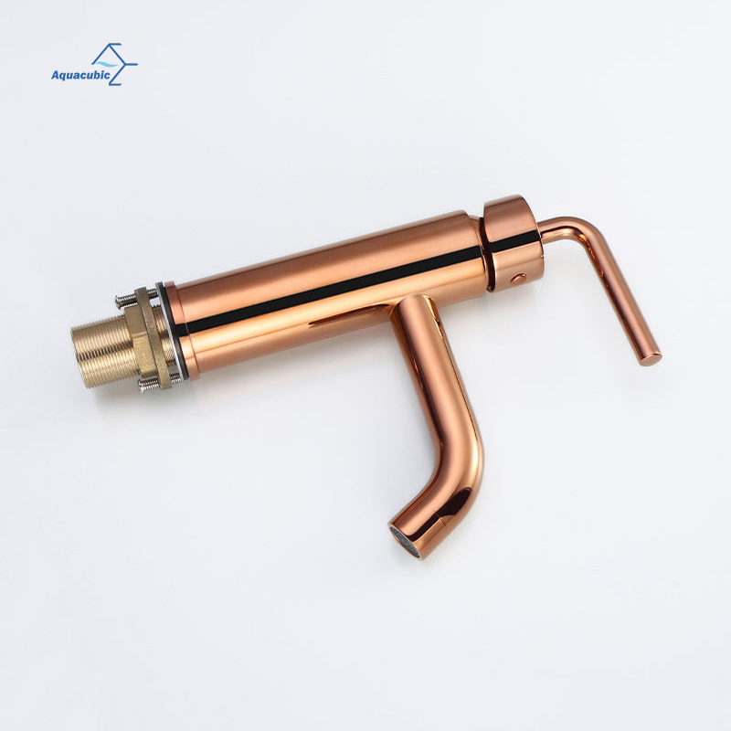 Factory Wholesale Rose Gold Finished Single Handle Basintap Brass Bathroom Faucets for Vessel Sinks