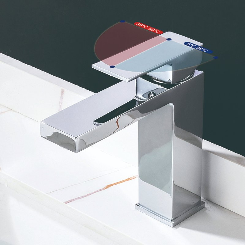 Sanipro Luxury Chrome SUS304 Lavatory Water Tap Hot Cold Mixer Taps Stainless Steel Bathroom Sink Square Basin Faucets