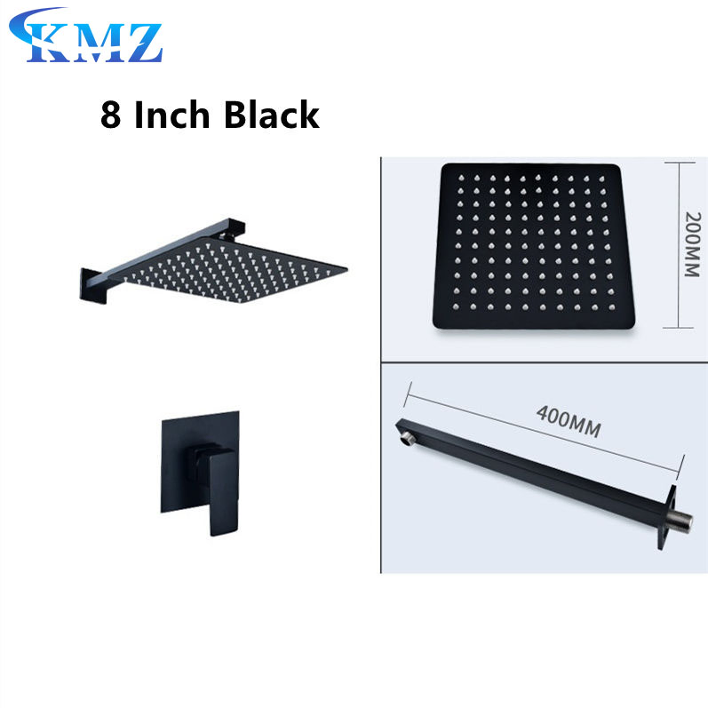Single Lever Matte Black Square Rain Shower Head Concealed Wall Mounted Bathroom Shower Panel Set Ceiling Shower Faucet OEM/ODM