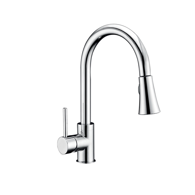 Single Lever Water Tap Swivel Spout Brass Pull out Kitchen Faucet