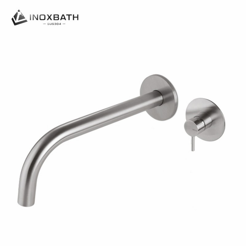 Stainless Steel 304 Wall Mounted Double-Hole Basin Faucet Hot &amp; Cold Water Mixer Metered Faucets for Bathroom Use