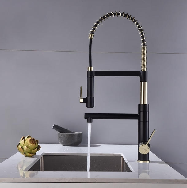 Modern Kitchen Faucet with Grey Pull-out Type Cold and Hot Water Faucet