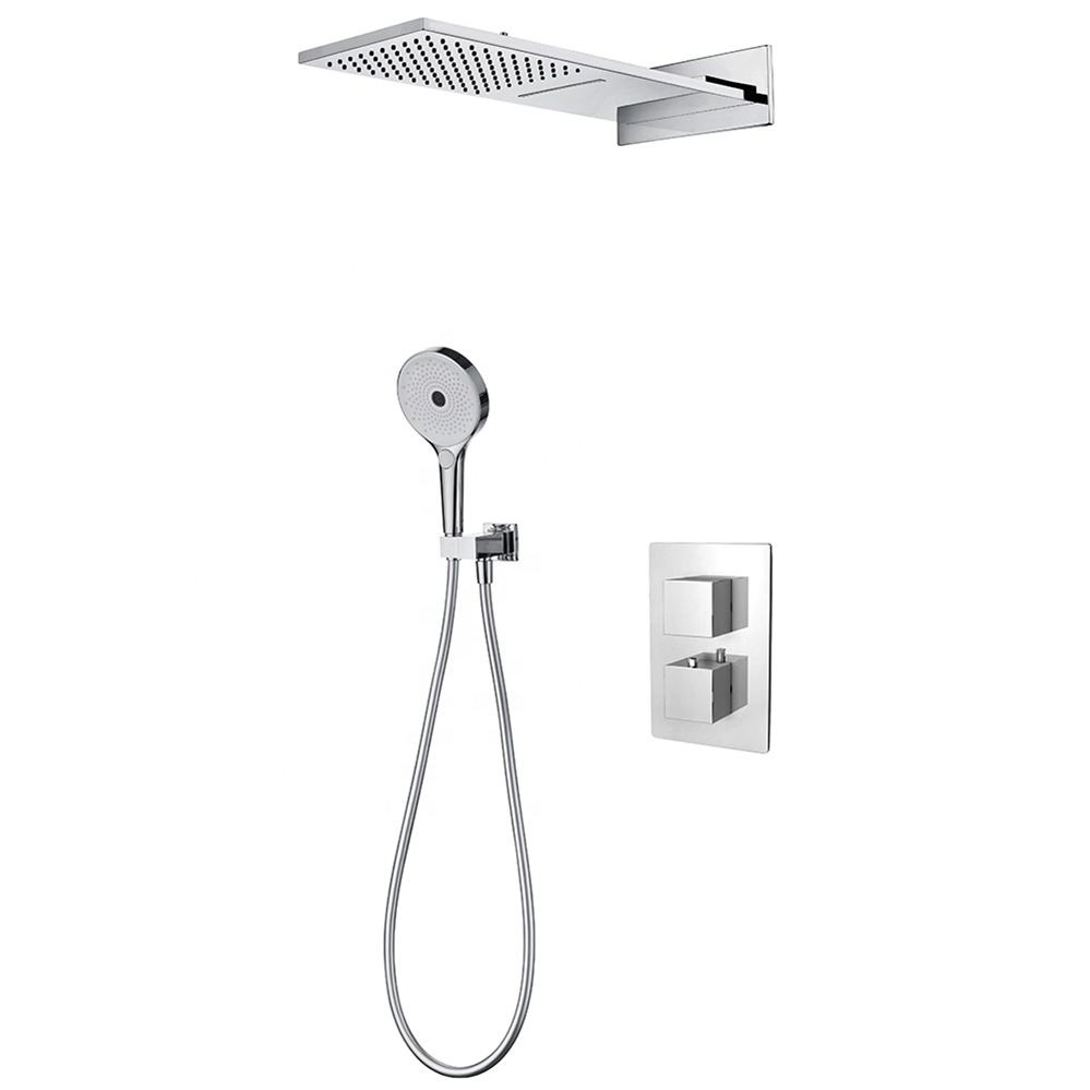 Modern Hot Cold Water Matt Black Wall Mounted Thermostatic Brass Concealed Shower Mixers Faucet