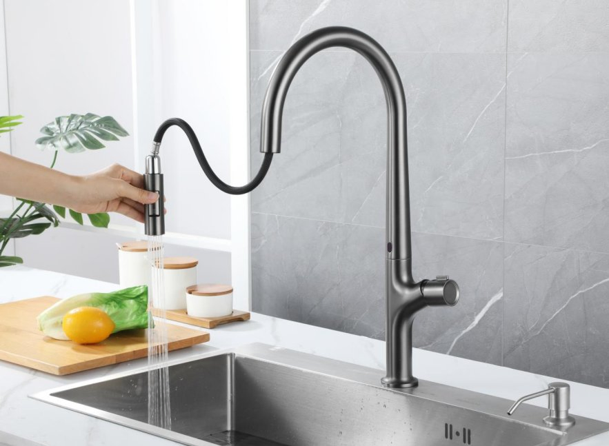 Smart Touchless Pull-out Kitchen Faucet Stainless Steel &amp; Zinc Alloy Sink Mixer