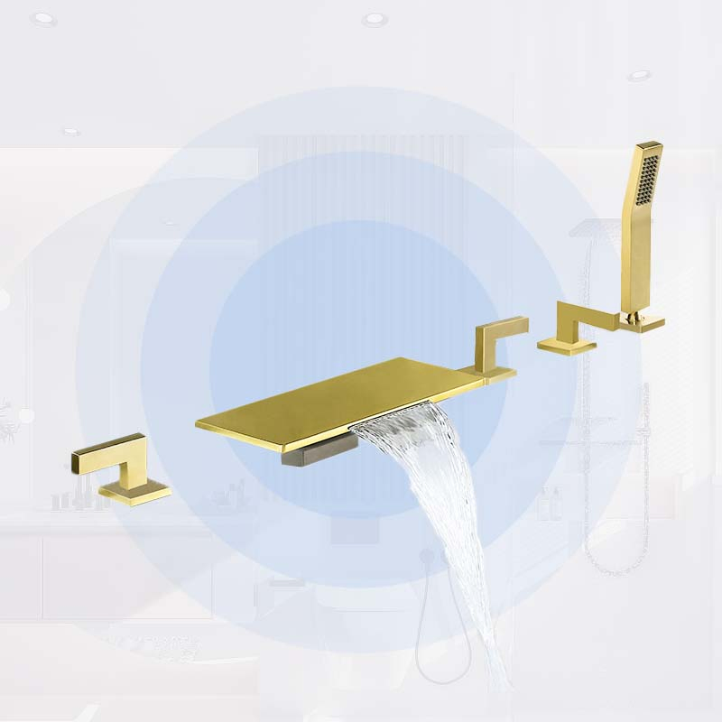 Proway Luxury Gold Color Finished Bathroom Mixer Bathtub Bathtub Faucet Set