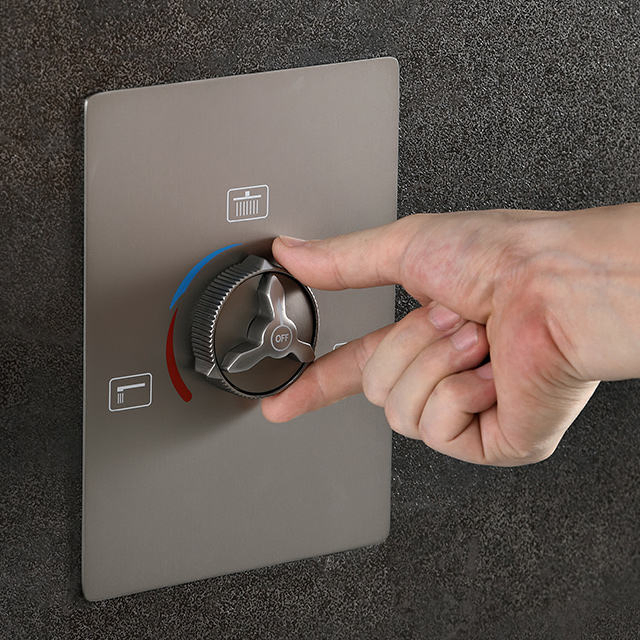 Chrome Square 3 Function Brass Body in Wall Hot and Cold Concealed Shower Diverter Valve Mixer Faucet