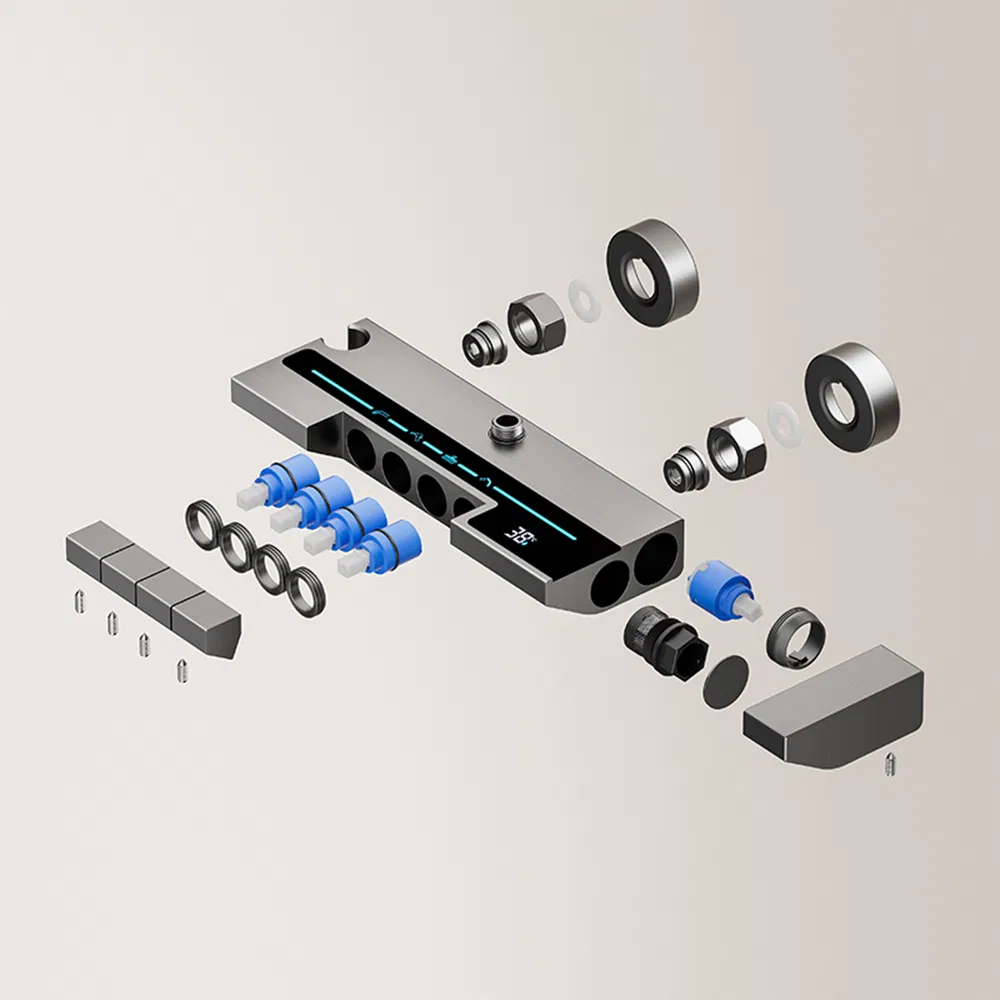 Shower Set Gray Bathroom Digital Display Faucet Shower System Set Bathtub Hot and Cold 4 Functions Tap Shower Set