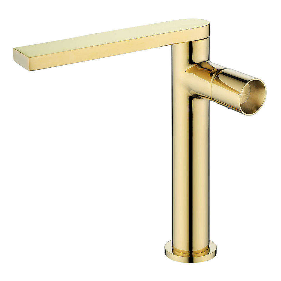 Single Hole New Design Long Neck Luxury Rose Gold Finished Basin Faucet