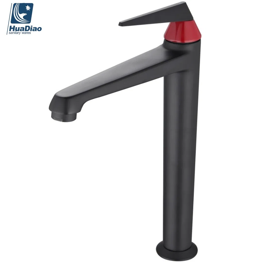 Huadiao New Sleek Matte Black Washbasin Brass Basin Mixer Tap Bathroom Faucet