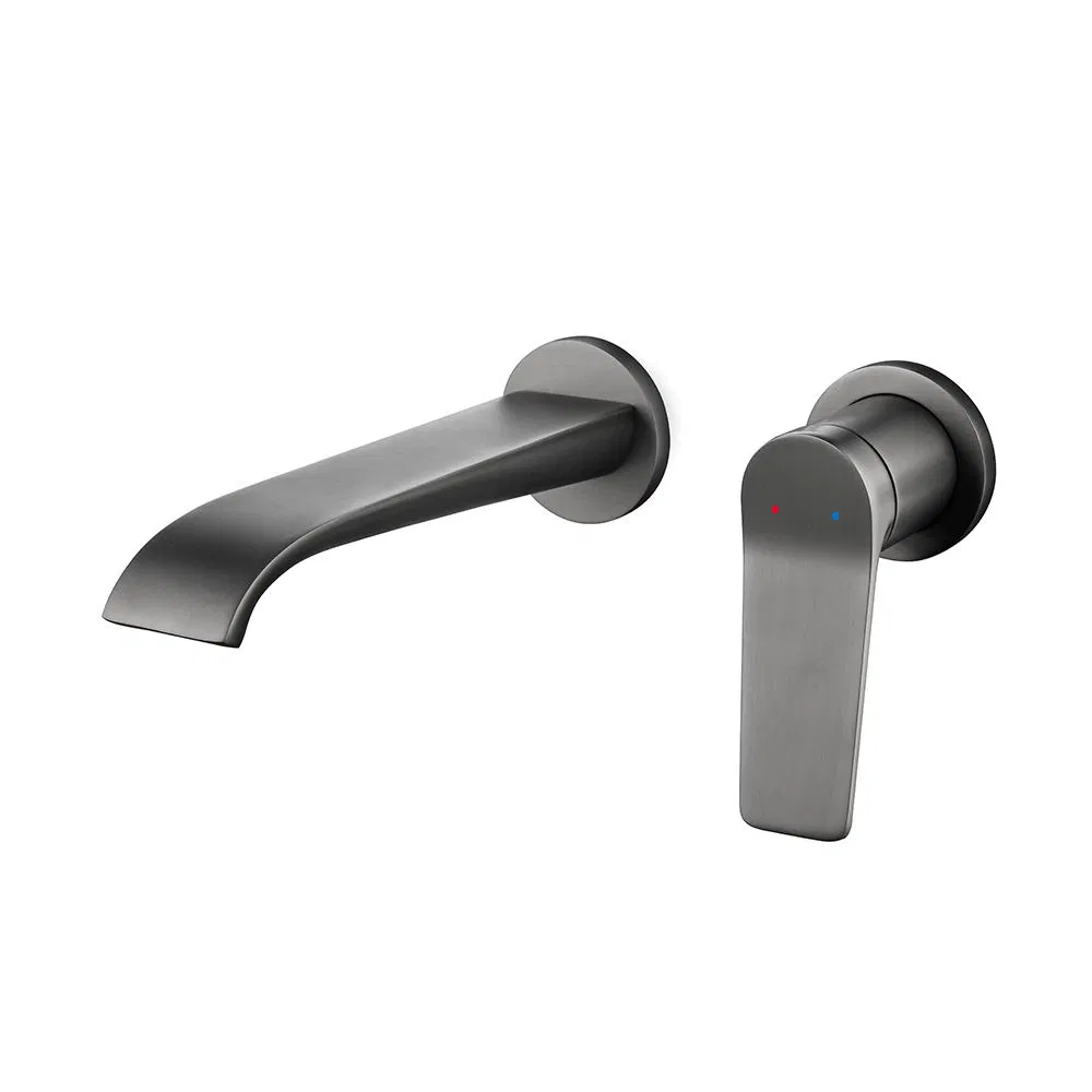 Aqua Gallery Economic Matte Black Solid Brass Commercial Hot Cold Water Taps Basin Mixer Bathroom Water Faucet