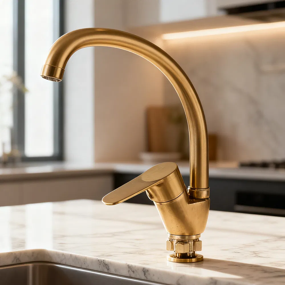Commercial Single-Rod Cold and Hot Water Brass Kitchen Basin Faucet