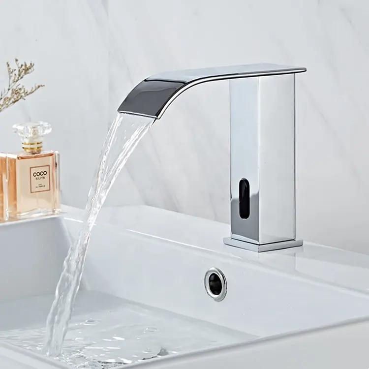 Wash Touchless Basin Mixers Brass Waterfall Faucet Infrared Automatic Sensor Basin Faucet