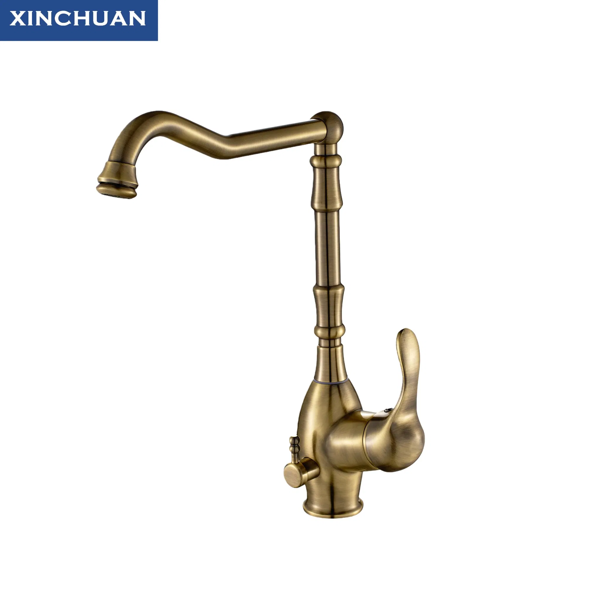 Durable Brass Single Hole Faucet 360 Swivel Spout Single Handle Kitchen Sink Mixer Water Tap
