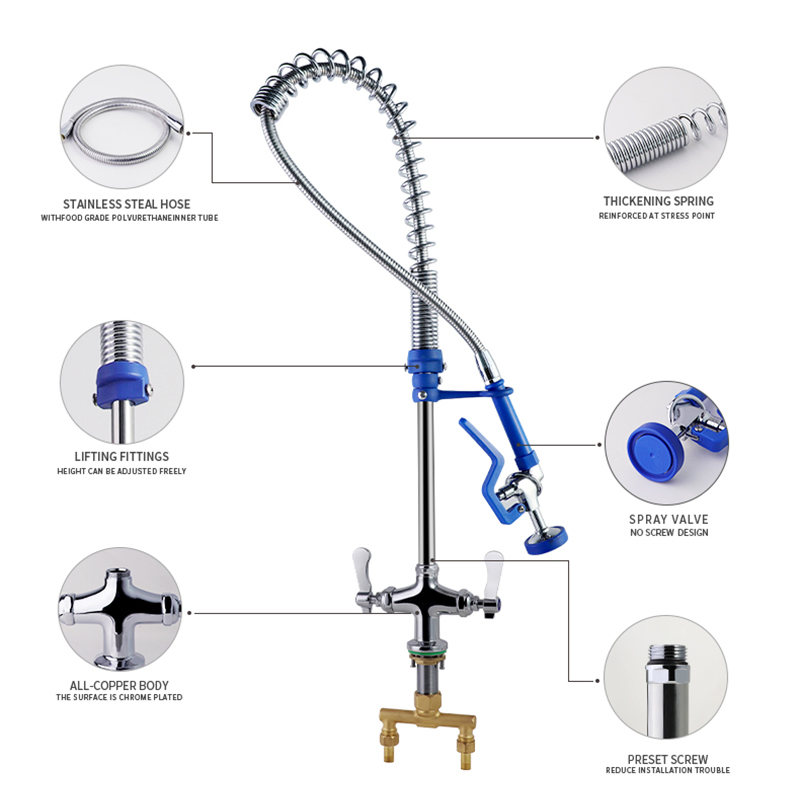Yc5801zg-a Professional Industrial Stainless Steel Deck Mount Hot Cold Commercial Sink Kitchen Faucet