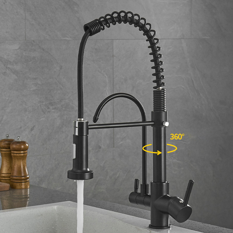 Commercial Stainless Steel Faucet Pull out Kitchen Water Mixer Taps Deck Mounted Kitchen Sink Faucet with Pre-Rinse Sprayer