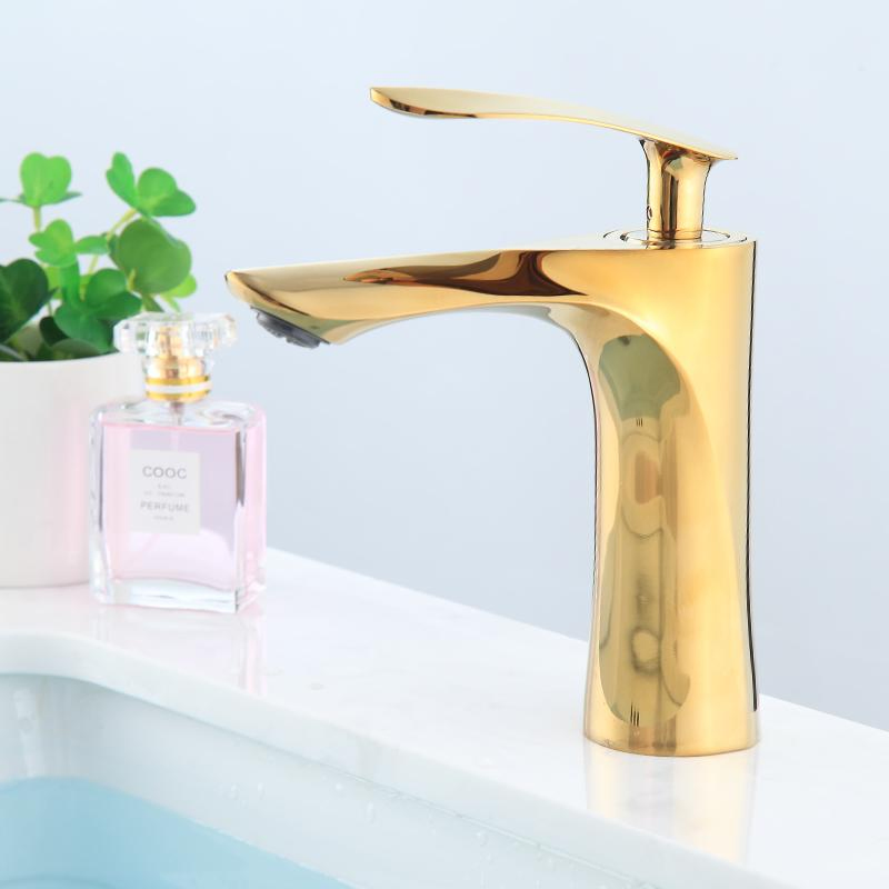 5 Year Warranty Luxury Style Gold Finish Brass Basin Faucet Cold and Hot Water Mixer Gold Finished Bathroom Faucets