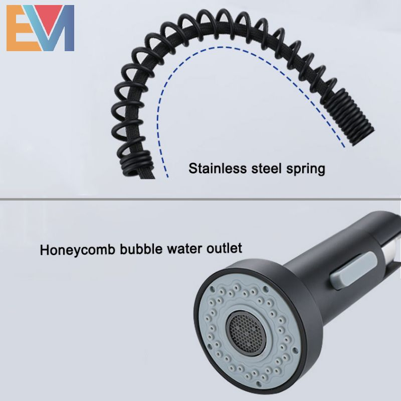 360 Degree Chrome Plating Single Lever Pull Down Deck Mounted Mixer Spring Kitchen Sink Faucet