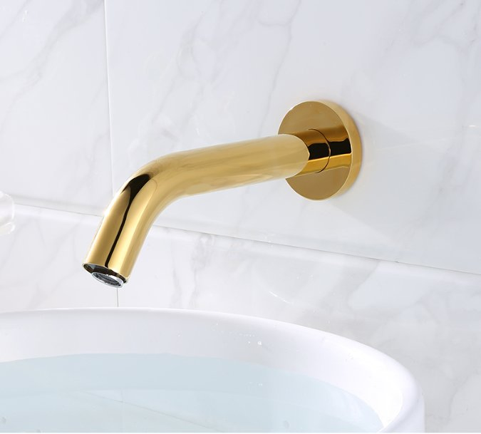 Gold Automatic Sensor Water Faucet Wall Mounted Bathroom Sensor Basin Faucet