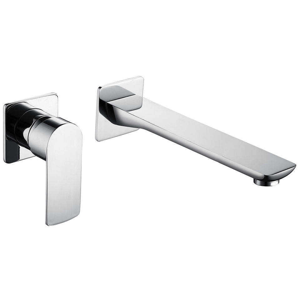 Matt Black Hot and Cold Water Supply Wall Mounted Solid Brass Bathroom Faucets