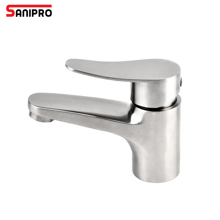 Sanipro 304 Stainless Steel Single Handle Sink Faucet Bathroom Waterfall Taps Cold and Hot Basin Mixer Water Tap